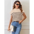 thumbnail image 2 of Chaleco tipo suéter MEROKEETY 2025 a rayas color albaricoque para mujer, talla L, 2 of 5
