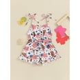 thumbnail image 3 of Suealasg 4th of July Little Girl Cami Jumpsuit 1T 2T 3T 4T 5T Kids Girls Sleeveless Flag Print Spaghetti Strap Romper Shorts Toddler Girls Summer Independence Clothes, 3 of 9