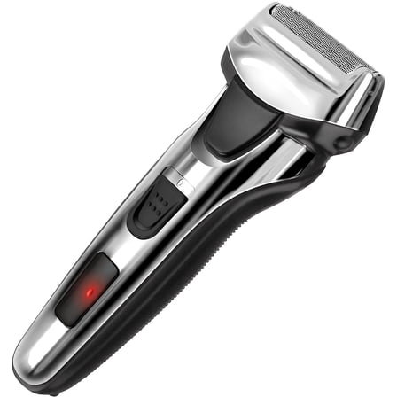 Chargeworx Groom Essentials Dual-Foil Electric Shaver, Cordless Electric Razor with Pop-Up Beard and Mustache Trimmer, Black