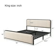 thumbnail image 4 of Modern Metal King Size Bed Frame with Curved Upholstered Headboard and Footboard,Under Bed Storage,Heavy Duty Metal Slats,84.4"x76"x41",Beige, 4 of 9