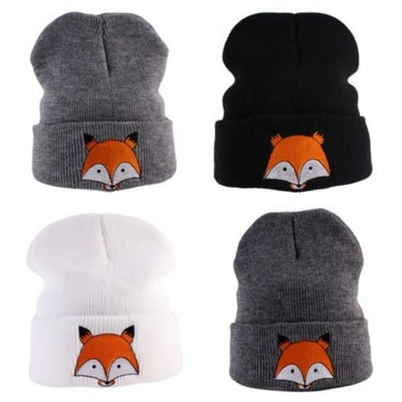 Fox Womens Hat - Cute Baby Toddler Kids Boys Girls Knitted Crochet Fox Beanie Winter Warm Hat Cap