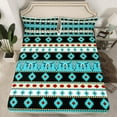 thumbnail image 2 of Erosebridal Blue Aztec Patchwork Sheet Set Queen, Rustic Cow Skull Tribal Dreamcatcher Bedding Sets Queen Size 4 Pieces, 2 of 7