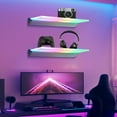 thumbnail image 6 of 2sets Aluminum Floating Shelf with RGBAI Light - App and Remote Control, Acrylic Holding Plate Emitting Shelves for Living Room Bathroom Bedroom Gaming Room, can Support up to 20lbs, 6 of 7