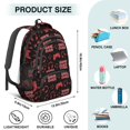 thumbnail image 5 of Game Controller Red Pattern Backpack for School, Cute School Bag with Adjustable Shoulder Straps and Padded Back, 16.9"x12.6"x5.9", 5 of 5