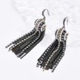 thumbnail image 3 of Pendientes colgantes con flecos para mujer, estilo bohemio, largos, hechos a mano, con cristales de circonita cúbica bohemia, cadena llamativa, pendientes colgantes de boda para fiesta de graduac, 3 of 5
