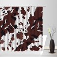 thumbnail image 2 of Milk Cow Print Shower Curtain, Brown Cowhide Funny Farm Animal Skin Milk Cow Print Vintage Western Rustic Farmhouse Creative Fabric Bathroom Decor Sets with Hooks, 2 of 3