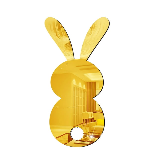 Pompotops 3D Acrylic Wall Decals Frameless Full Length Mirror Easter Rabbit Gym Length Mirror For Wall Bathroom Bedroom Door Tiles Clearance