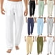 thumbnail image 1 of brillar Pantalones holgados con apariencia de lino para hombre Pantalones de playa casuales con cintura elástica_b, 1 of 3