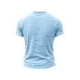 thumbnail image 3 of Homeyce Men's Cotton Linen Short Sleeve Shirts Vintage Distressed T Shirts Raw Edge V Neck Basic Tee Tops,Blue L, 3 of 6