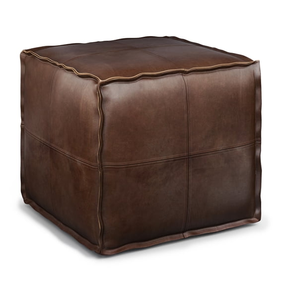 Miekor Furniture Brody - Square Pouf - Distressed Dark Brown No2309