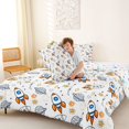 thumbnail image 4 of Manfei Cute Spaceship Planets King Size Comforter Sets,Celestial Stars Comforters King Size,White Orange,Colorful Stars Reversible,3 Pieces,1 Comforter and 2 Pillowcases, 4 of 7