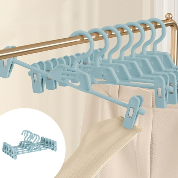 PONPRNGY 5 Pack Pants Skirt Hangers with Clips, Plastic Trousers Hanger for Jeans Non Slip Women Shorts Hangers Saving Space Clothing Hanger for Adult, Men, Children, Kid, Baby