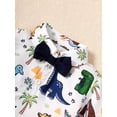 thumbnail image 6 of Mikrdoo Newborn Baby Boys Clothes Baby OOTD Dinosaur Bow Tie Turn-down Collar Shirt Straps Suspender Shorts 2PCS Outfits Blue 9-12 Months, 6 of 8