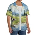 thumbnail image 4 of Fotbe Pasture Cow print Short Sleeve Button Down Shirts for Men Casual Summer Beach Wrinkle Free Shirt-3X-Large, 4 of 7