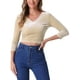 thumbnail image 1 of BLUSA DE VELVET CORTA CON ESCOTE EN V Y MANGAS 3/4 PARA MUJERES CHIC DE INSPIRE, TAMAÑO S, COLOR CAQUI CLARO, 1 of 5