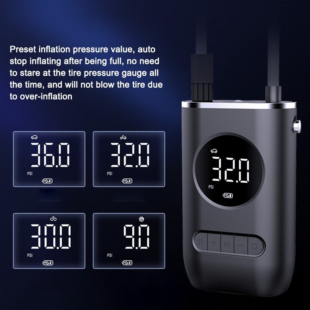 Cordless Mini Car Air Pump 150PSI Portable Tire Inflator Auto-Off