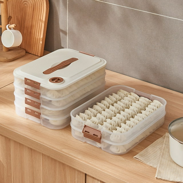 Dvkptbk 1-4 Layer Food Storage Container Transparent Food Preservation Box for Kitchen and Refrigerator Dumpling Box Well Sealed A Storage Storage & Organization