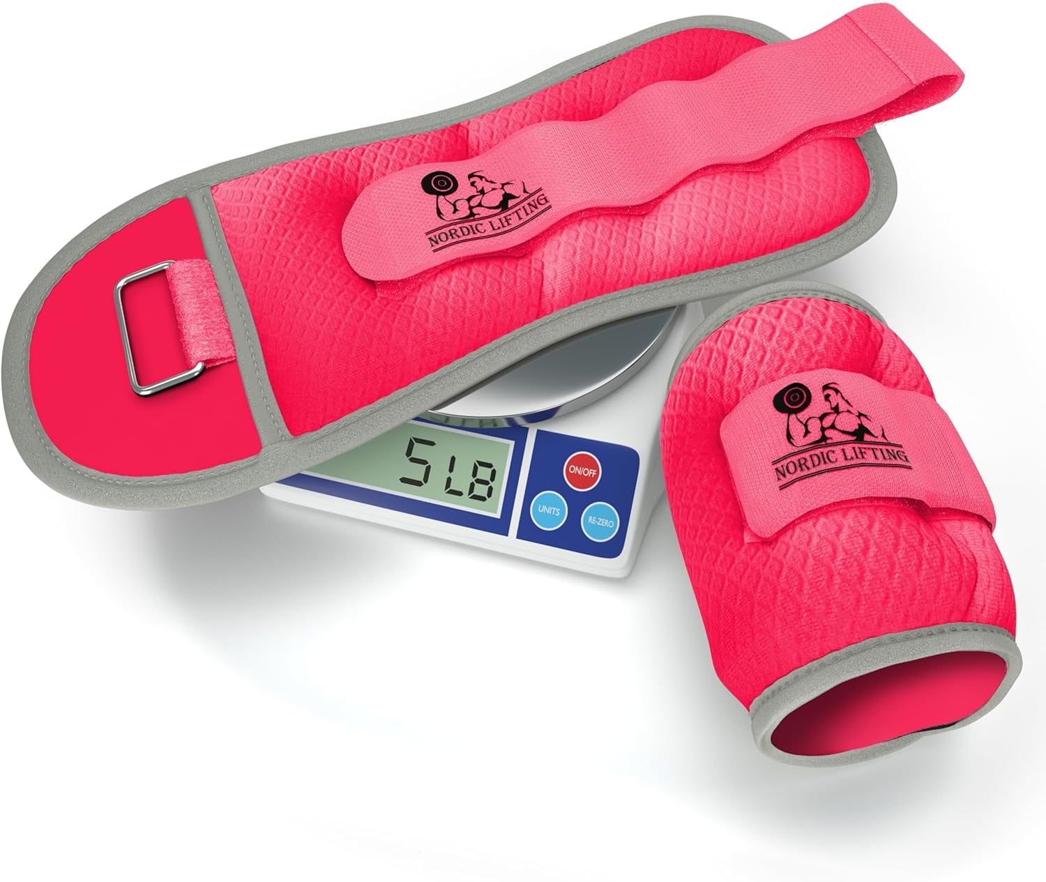 Nordic Lifting 5 lbs Adjustable Straps Pink Ankle Weights Pair