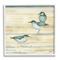 Stupell Industries Oceanside Sandpipers Summer Coast Graphic Art White Framed Art Print Wall Art, Design by Paul Brent