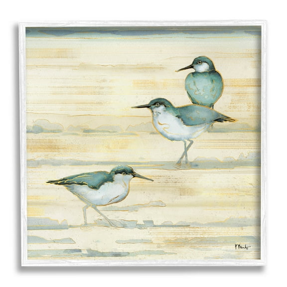 Stupell Industries Oceanside Sandpipers Summer Coast Graphic Art White Framed Art Print Wall Art, Design by Paul Brent