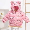 thumbnail image 5 of Parkas de manga larga para niños con estampado de invierno, capucha y orejas pequeñas, ligeras y finas, deportivas informales, cálidas y gruesas, chaquetas de plumón para niñas, parte superior de poli, 5 of 5