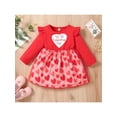 thumbnail image 2 of Bagilaanoe Toddler Baby Girl Valentine's Day Dress Heart Print Ruffle Long Sleeve A-line Princess Dresses 6M 12M 18M 24M 3T Kid Patchwork Tulle Skirt, 2 of 9