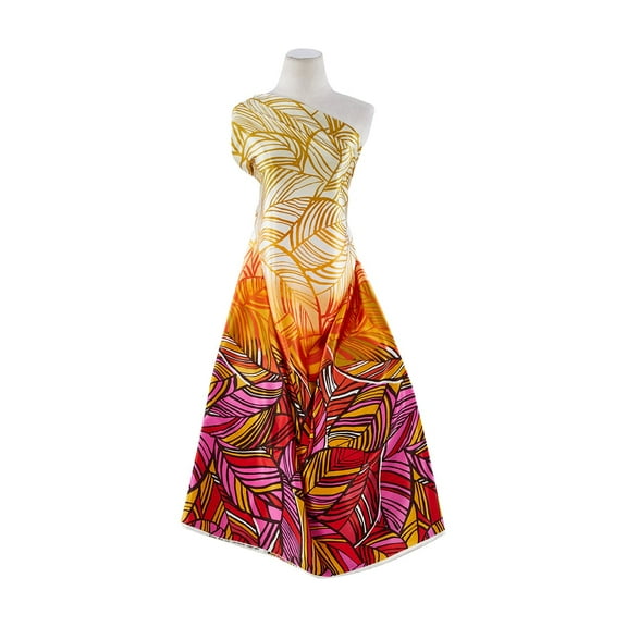 Zelouf Print On Charmeuse , Sewing, DIY, Crafts Fabric by the Yard, 832 Orange/fush, 3 Yard