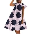 thumbnail image 2 of ClodeEU Women'S Deep O-Neck Tshirts Dresses Summer Short Sleeve Floral Print Dress Pink 4(S), 2 of 5