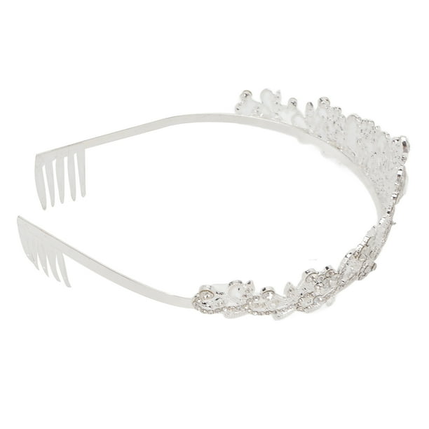 Corona de novia de aleación ABS plateada, hermosa corona de princesa decorativa brillante para boda para fiesta