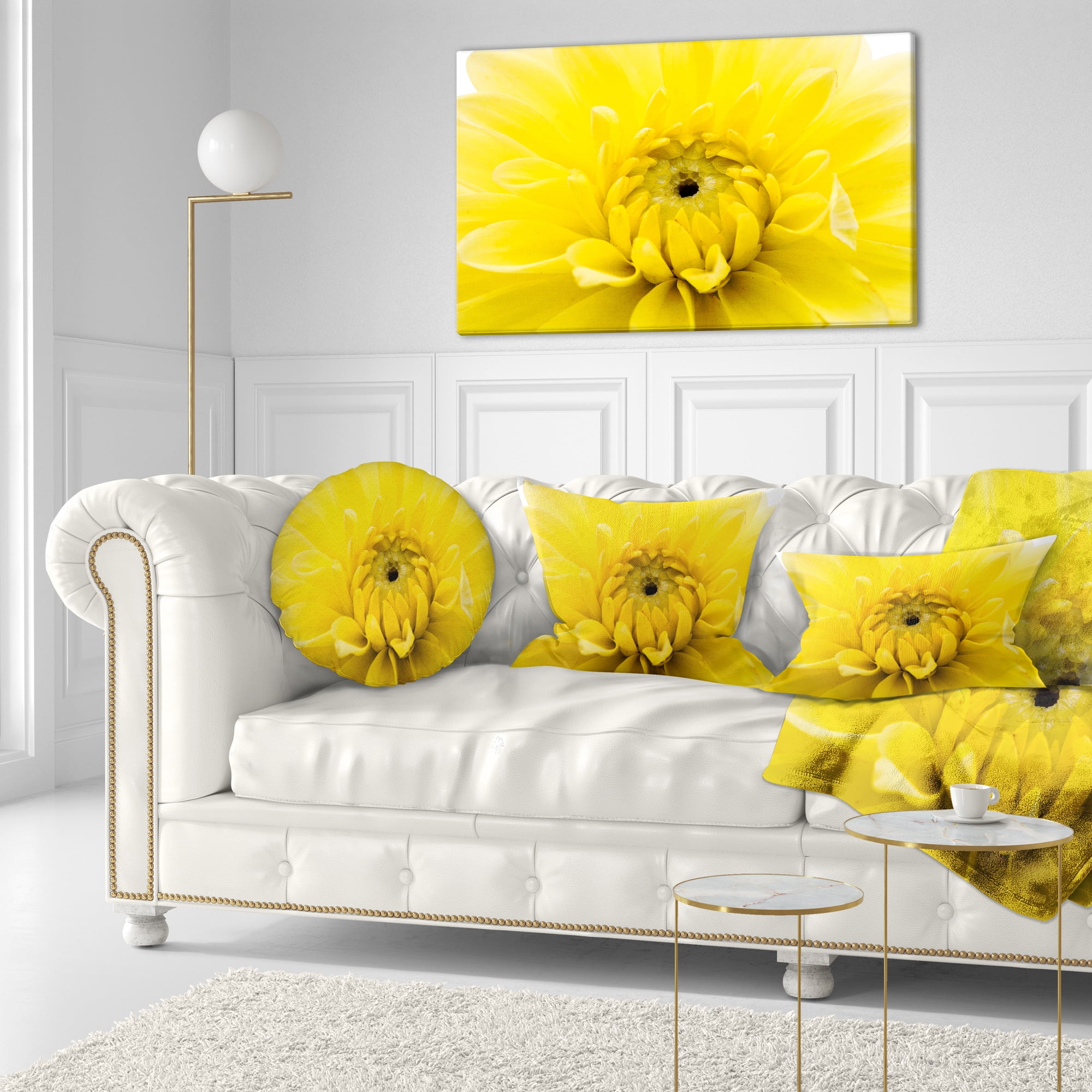 Designart Yellow Chrysanthemum Gold Flower - Flower Throw Pillow - 12x20