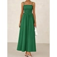 thumbnail image 4 of Women'S Summer Maxi Dresses Beach Sundress Casual Spaghetti Strap Smocked Swing A Line Long Flowy Dress Dark Green XXL, 4 of 5