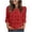 Red, variant on Enjoytime Tops for Women Trendy Solid Color Hollow Lace 3/4 Sleeve Shirts Round Neck Travel Business Casual Blouses