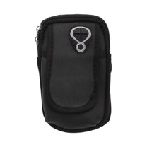 Unique Bargains 1 Pc Double Pocket Phone Holder Arm Bands for Hiking Gym Black Neoprene