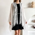 thumbnail image 2 of Lumtrix Women Lace Shawls and Wraps for Evening Dress Elegant Soft Sheer Scarf Wedding Bridal Scarf Formal Dress Fringe Lace Cover UP White One Size, 2 of 6