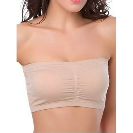 

Double Layers Plus Size Strapless Bra Bandeau Tube Removable Padded Top Stretchy