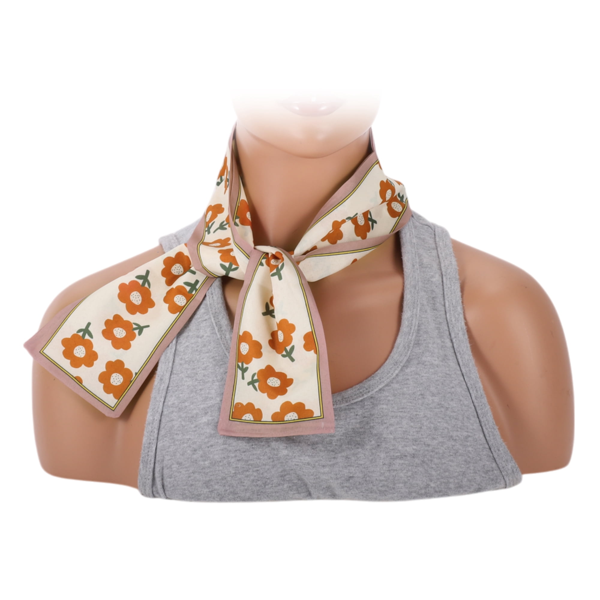Unique Bargains Floral Satin Headband 1 Pc Coffee Color Orange