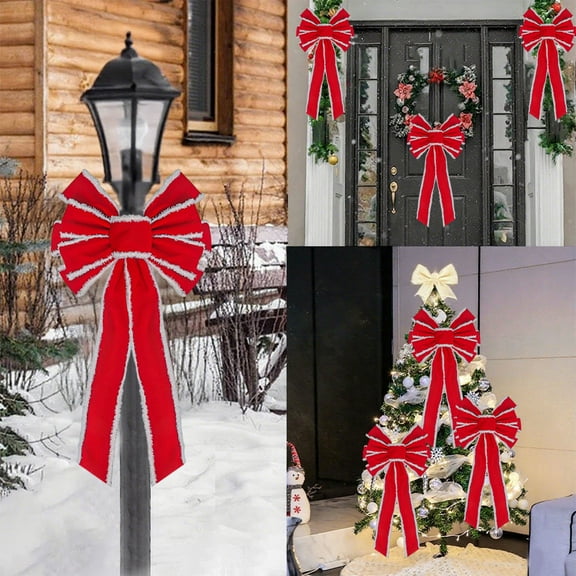 RBCKVXZ Velvet Ribbon Christmas Red Swallowtail Bow Decoration Wires Trims Flocking Bow