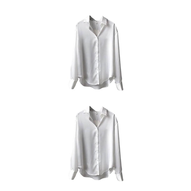 Qarigey Camisa de manga larga para mujer, Color sólido, primavera, trabajo en casa, escuela, fecha de negocios, viaje, ropa de calle holgada, XXL 2piezas