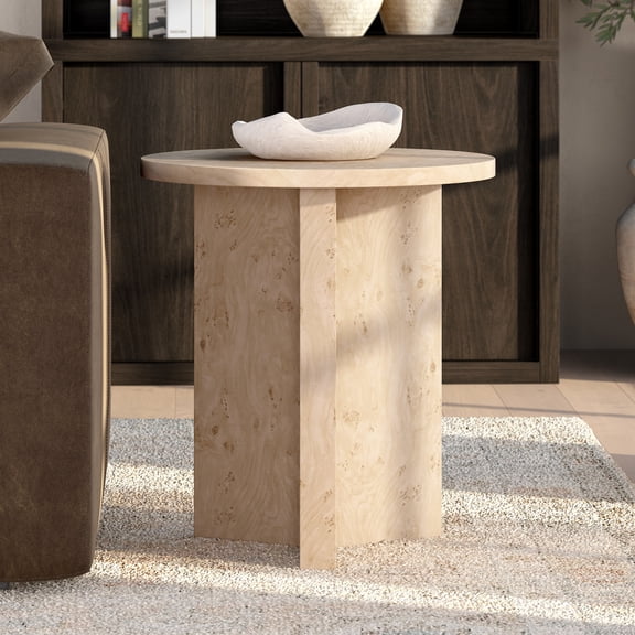 Anders 20" Wide Burled Side Table in Blond Burl