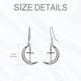 thumbnail image 3 of Aretes de Mujer de Plata 925 con Cruz retro de Luna y Diamantes con Tachuelas, Aretes Colgantes Personalizados y Simples de Nicho, 3 of 5