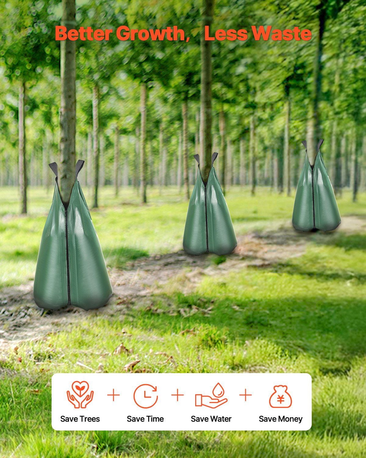 3 Pack 20 Gallon Tree Watering Bags - 5-9 Hours Slow Release Refillable Drip Irrigation Bags with Zipper, Durable Deep Root Watering System for Newly Planted Trees