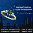 thumbnail image 2 of Gem Stone King 18K Yellow Gold Plated Silver Tourmaline Green Mystic Topaz and Swiss Blue Topaz Engagement Ring for Women | 1.20 Cttw | Oval 7X5MM | Gemstone November Birthstone | Size 9, 2 of 6