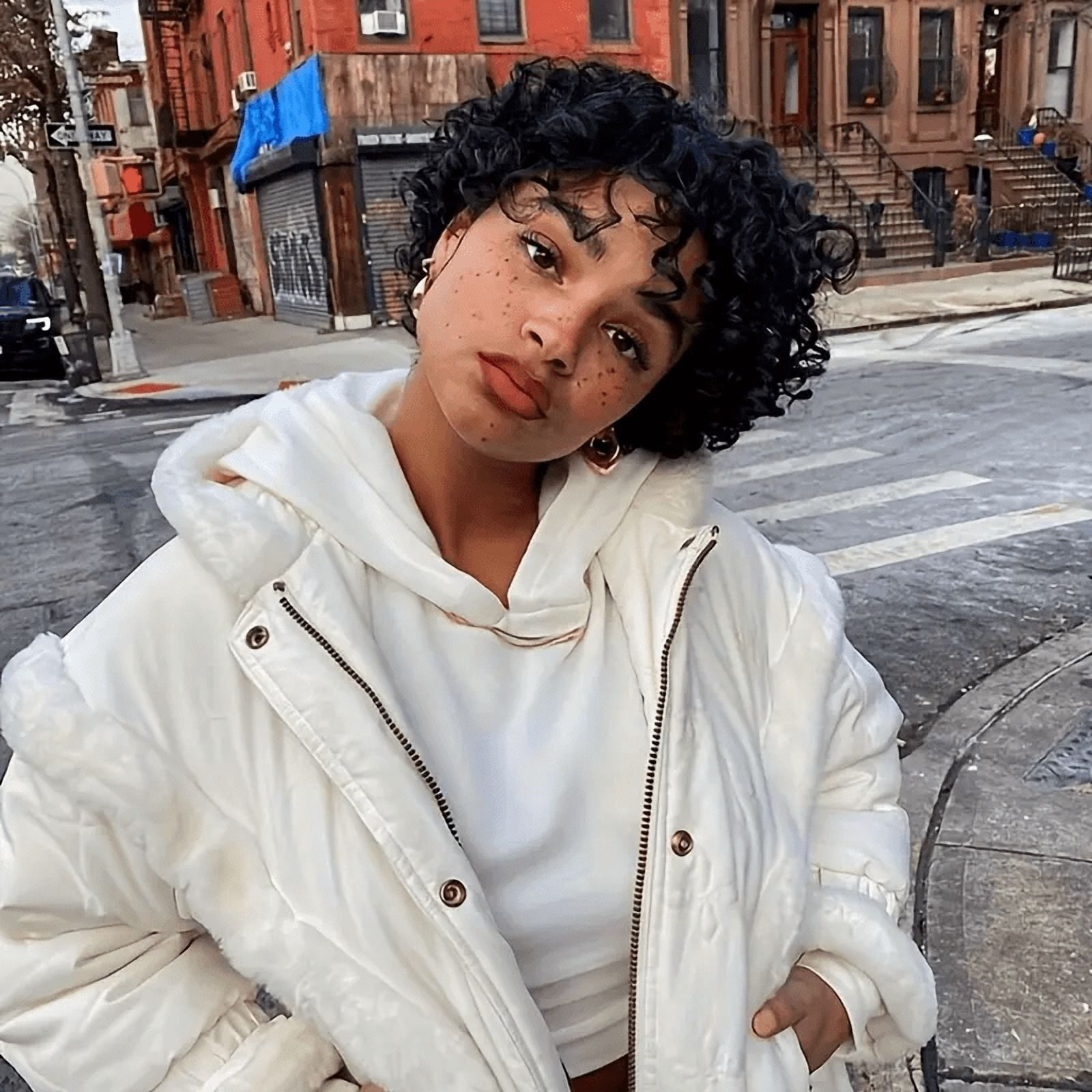 EAEABJ Short Pixie Cut Human Hair Wig for Black Women, Dark Brown Layered Glueless