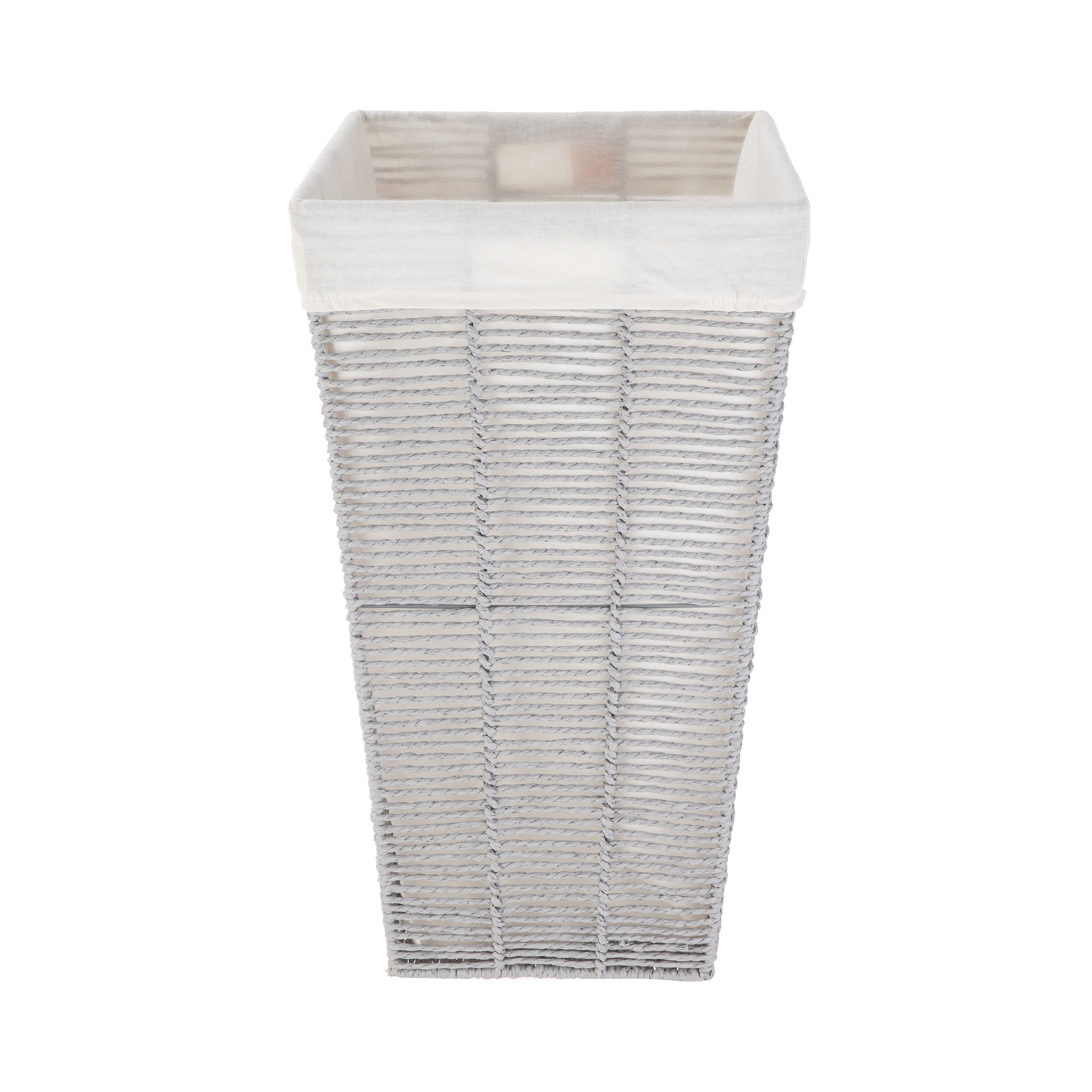 Mainstays Twisted Gray Paper Rope Laundry Hamper with Removable Fabric Liner, Adult