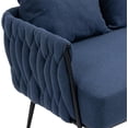thumbnail image 5 of Modern Armchair Single Sofa Arm Chair with Metal Legs, Velvet Accent Sofa, Upholstered Arm Sofa Tufted Sofa with 2 Couch Pillows for Small Spaces Bedroom Apartment Office Living Room, Navy, 5 of 13