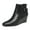 BLACK/PU, variant on Women's Low Heel Wedge Ankle Booties Fall Short Boots
