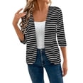 thumbnail image 2 of Cardigan for Women Cardigan Sweaters Fall Fashion Clothes 2026 Women's Casual Striped Long-Sleeve Cardigan Jacket/Top Black S, 2 of 7