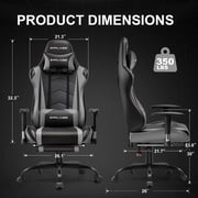 GTPLAYER Gaming Chair with Footrest PU Leather Office Chair with Adjustable Headrest, Gray