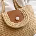 thumbnail image 3 of Bolsas de hombro tejidos con cuerda de algodón informales Bolsas de mano de gran capacidad para el trabajo (caqui), 3 of 9