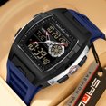 thumbnail image 2 of Men Watches Business Dress Chronograph Big Square Quartz Analog Male Watch Silicone Strap Waterproof Date Gift Mens Wrsit Watch, 2 of 8